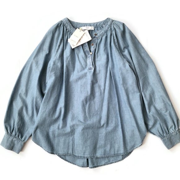 Mango MNG Peasant Blouse Top Shirt Long Sleeve NEW - Picture 2 of 8